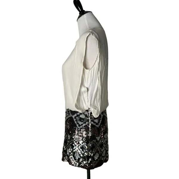 Parker Womens‎ Short Mini Silk Dress Sequin Sleeveless Formal Women Size XS - Image 3