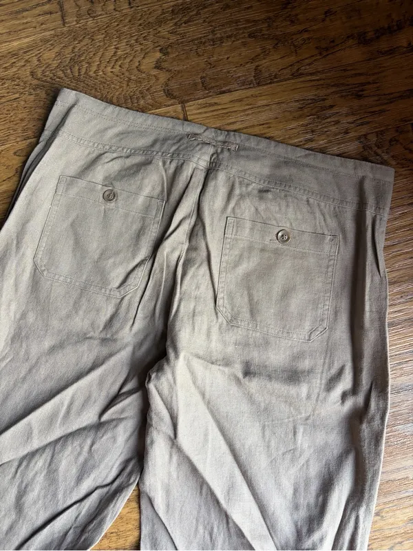 Love Tree Beige Straight-Leg Drawstring linen Vicose blend Pants medium - Image 5