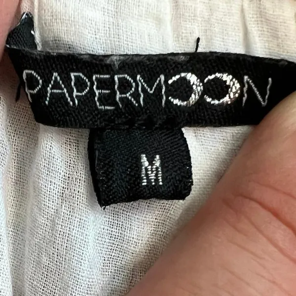 Papermoon Ava 100% cotton plaid chop hem drawstring shorts, gauze liner Size M - Image 3