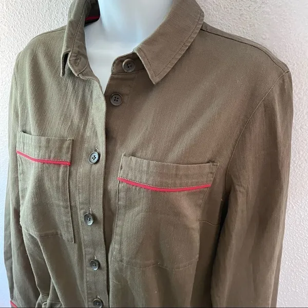 Boden Olive Denim Jumpsuit Green Size 8 - Image 4