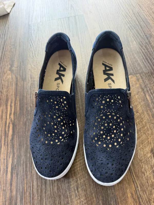 Anne Klein Navy Laser-Cut Slip-On Sport Sneakers - Image 5