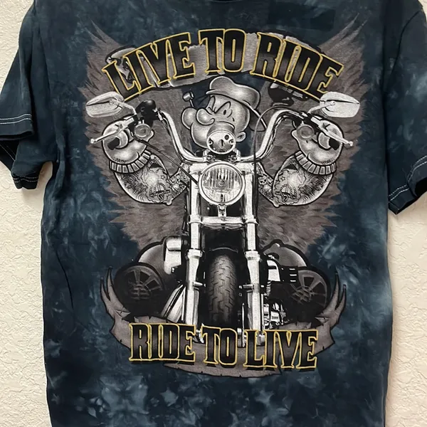MAD ENGINE Popeye Live to Ride Ride to Live Graphic T-shirt Size Medium - Image 8