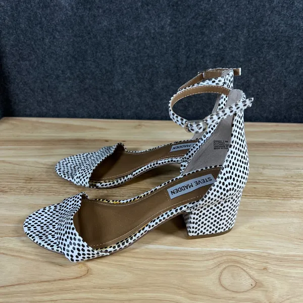 Steve Madden Irenee Polka Dot Block Heel Sandals Black White 7.5M - Image 7