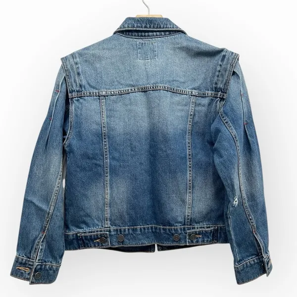 Joie Vintage-inspired Demanda Distressed Denim Jacket size small - Image 7