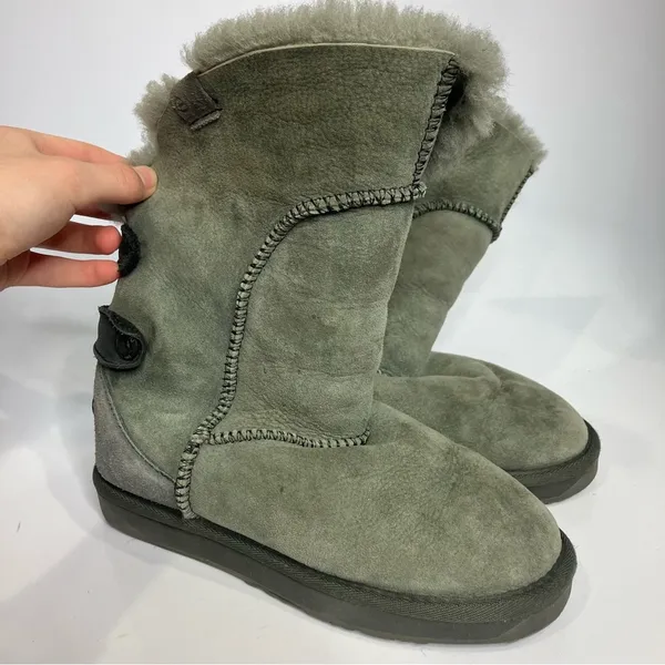 Emu Alba shearling style boots‎ winter suede leather women’s size 6 gray - Image 2