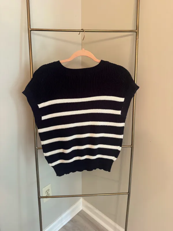 Moon & Maddison Striped Navy Knit Sweater - Image 3