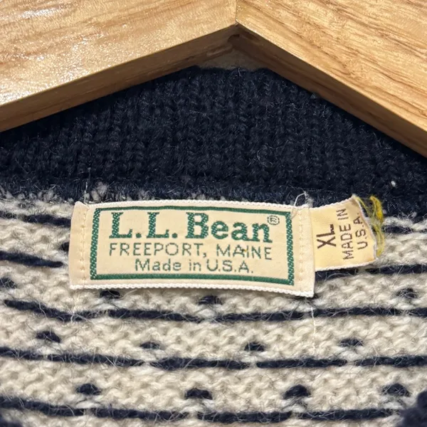 Vintage L.L. Bean Fair Isle Nordic Cardigan Sweater Wool Sie XL Women’s Winter - Image 3