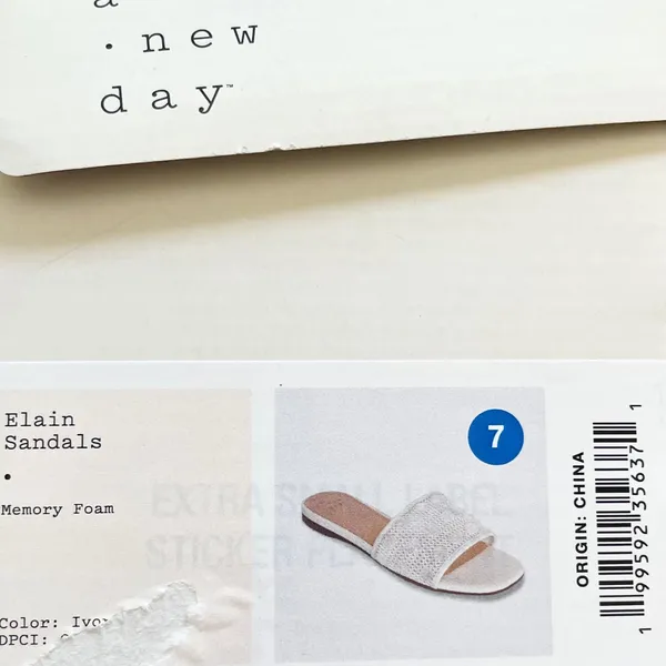 A New Day Elain Ivory Mesh Sequin Slide Sandals Square Toe Memory Foam 7 - Image 8