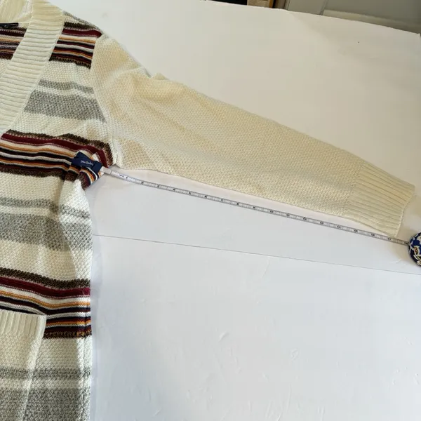 Torrid Ivory Colorful Stripes Shawl Knit Open Front Cardigan‎ Sweater Size 2X - Image 11