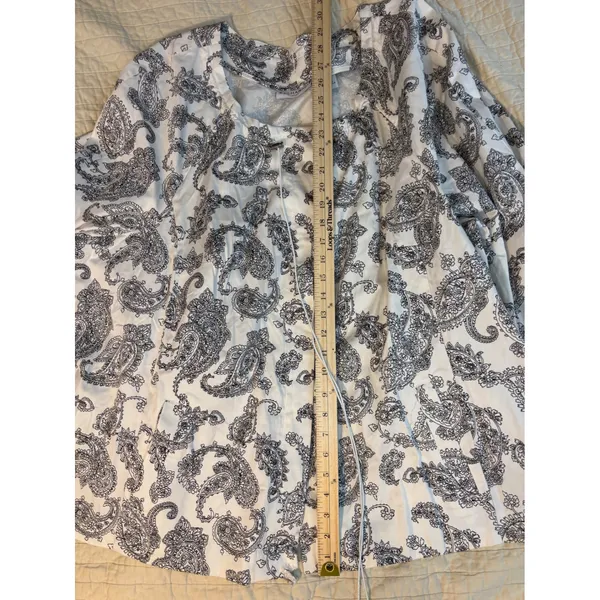 Sag Harbor Woman Paisley Open Front Jacket White Navy Blue 3X U94604SK1 - Image 2