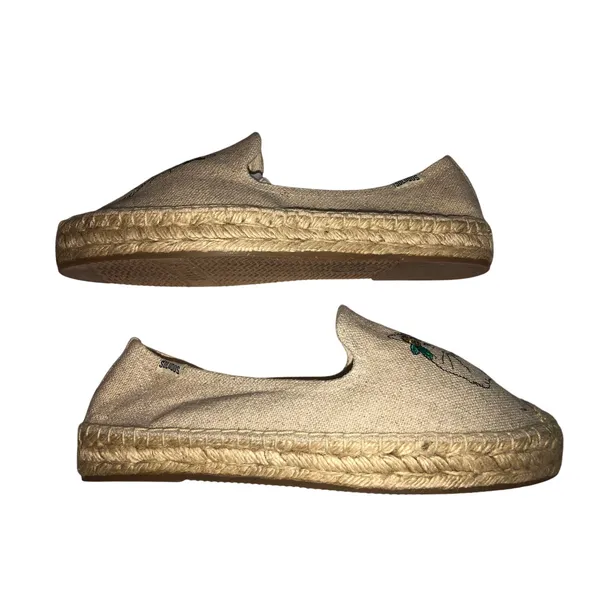 Soludos Spirit Animal Cat Smoking Espadrille Size 8.5 Beige Whimsy Boho Summer - Image 3