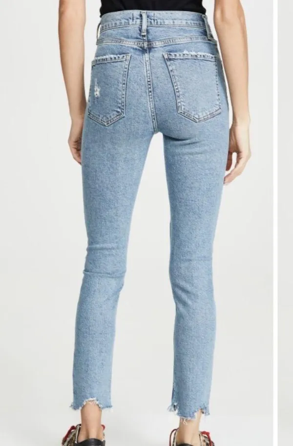 Agolde Nico High Rise Slim Jeans with Button Fly and Distressing - Image 6