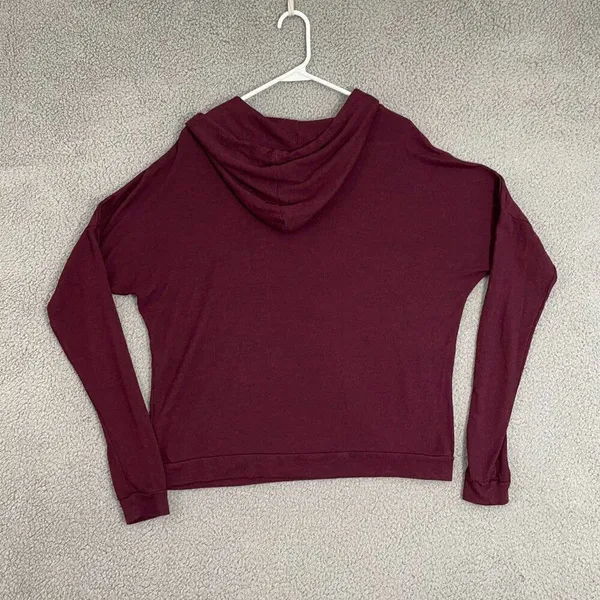 Brandy Melville Robin Hoodie Women OS Maroon Lightweight Pullover‎ - Image 6