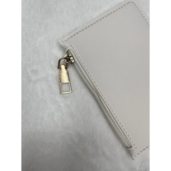 Source Unknown Card Wallet Womens One Size White Faux Leather Zip Around Credit Card Holder - Image 3