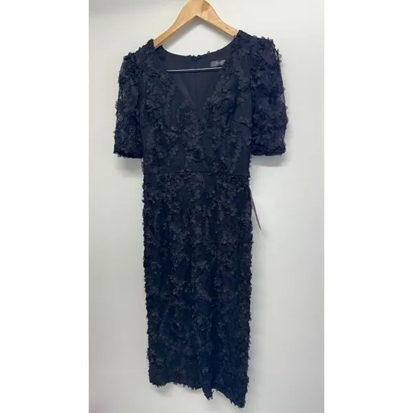 AQUA Formal Dress Size 2 Black Lace Knee Length Cocktail‎ Party Short Sleeve NWT - Image 4