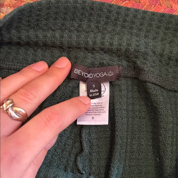 Beyond Yoga Dark Green Waffle Knit Jogger Pants - Image 3