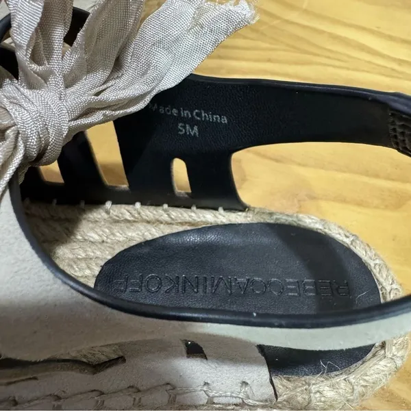 Rebecca Minkoff Gemma Ribbon Lace-Up Leather Espadrille Sandals Sand Womens 5 - Image 8