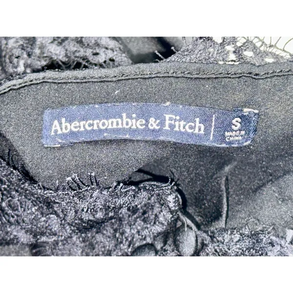 Abercrombie & Fitch Black Satin Lace V-Neck Camisole Tank Top Womens Size Small - Image 3