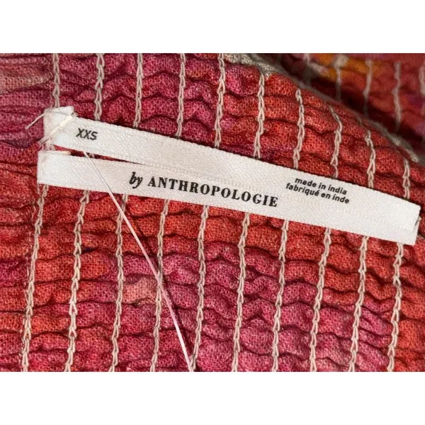 NWT Anthropologie Pink Red Floral Linen Cotton Strapless Maxi Dress Size XXS 2XS - Image 6
