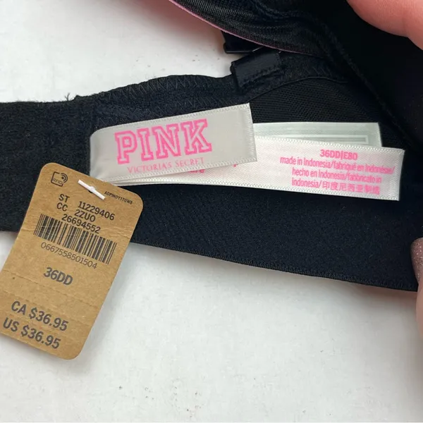 PINK Victoria’s Secret‎ Black Bra Womens Size 36DD Style# 839038 - QB4 NEW - Image 2