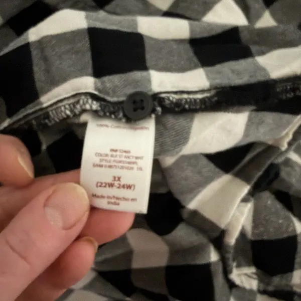 Faded Glory White & Black Plaid Flannel Size 3X - Image 5