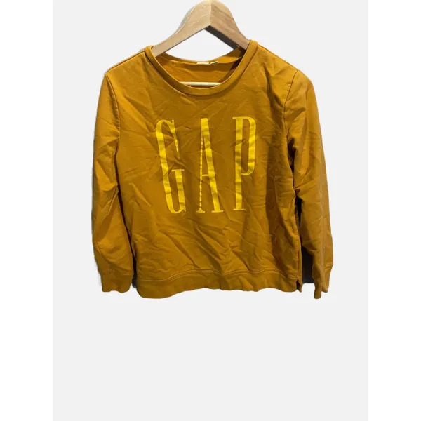 Gap Sweatshirt Womens Medium Yellow Logo Pullover Fleece Crew Neck Casual Sporty - Image 2