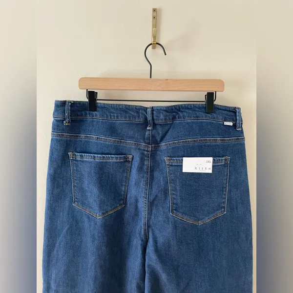 RISEN Jeans High Rise Wide Leg Button Fly Dark Wash Denim Size 2X 18 / 20 NWT - Image 8