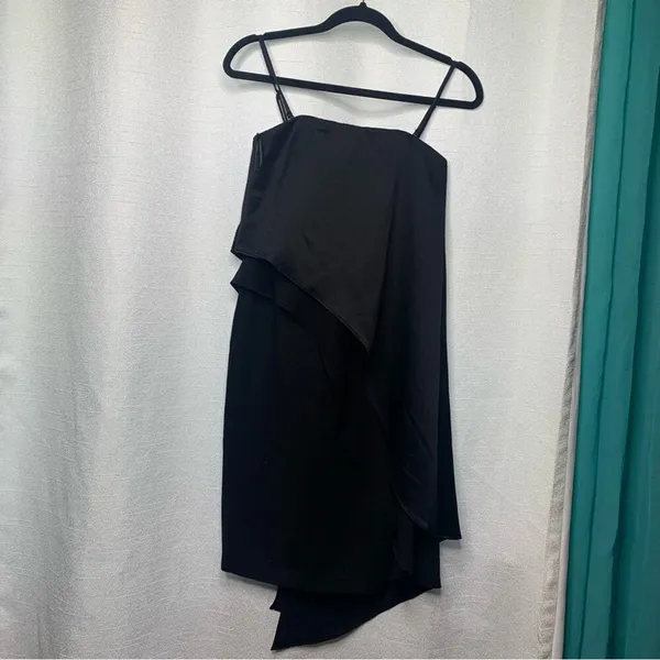 Elliatt black strapless satin candid midi dress XS party cocktail‎ wedding guest - Image 3