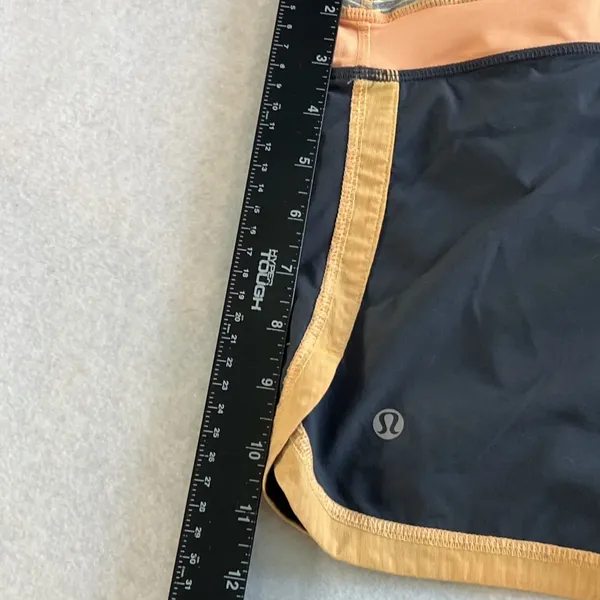 Lululemon Shorts Gray & Orange Run Times MidRise Pull On Athletic Women size 10 - Image 3