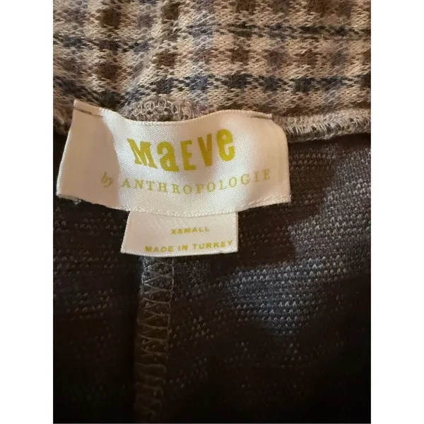 Maeve by Anthropologie Tan Plaid Pull on Pants Sz XS‎ - Image 7