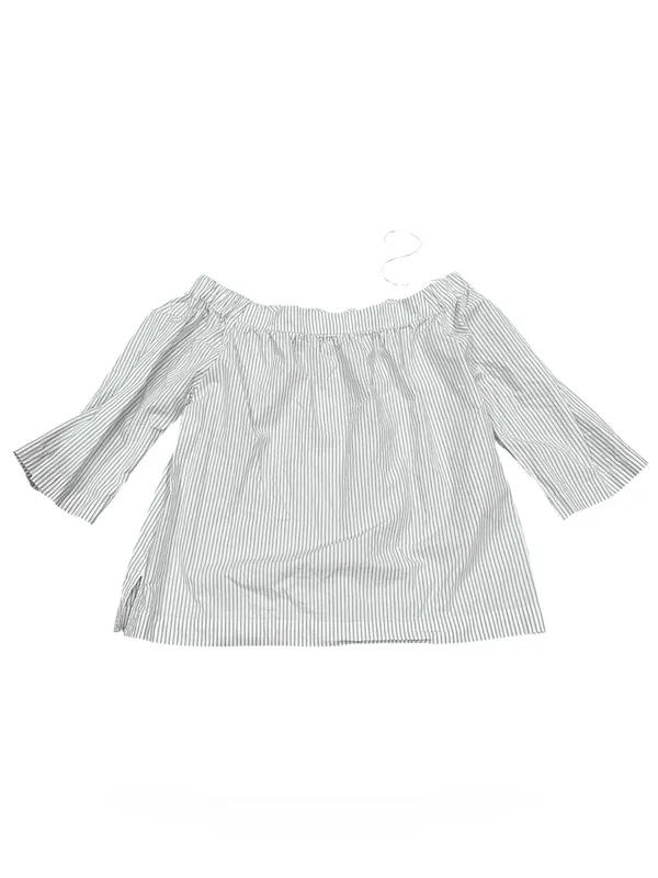 Madewell Coastal Nostalgia Summer Vac Blue Striped Off Shoulder 3/4 Sleeve Top S - Image 5