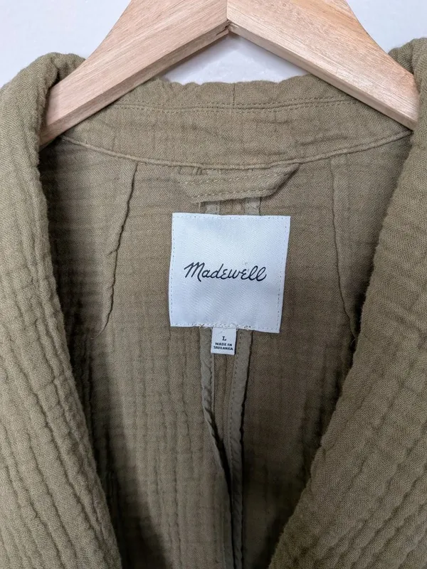 Madewell Womens Olive Green Cotton Lightspun Dorset blazer Large - Image 4