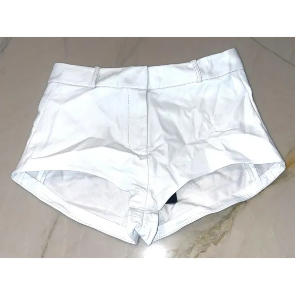 Lamarque Annaise Lamb Leather Shorts in White XSmall New Womens Hot - Image 5