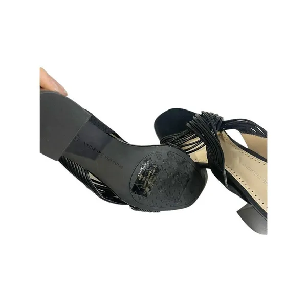 Adrienne Vittadini Annalee‎ Sandals Sz 8.5 Black Slip On Open Toe Block Heel - Image 6
