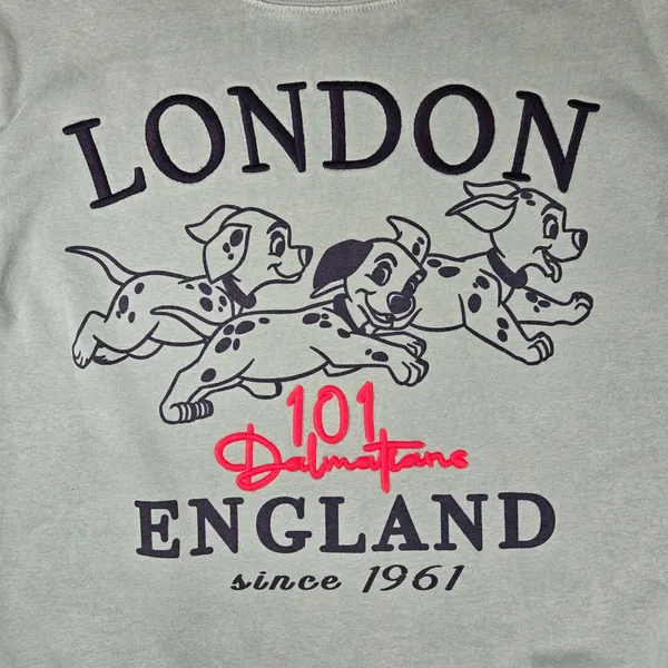 Disney 101 Dalmatians London England‎ Green Graphic Sweatshirt WQSJ060-3L59 - Image 3