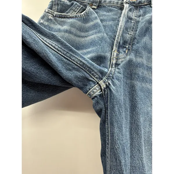 Madewell‎ Low Slung Baggy Crop Jeans 26 Raw Hem Wide Leg Blue Denim High Rise - Image 3