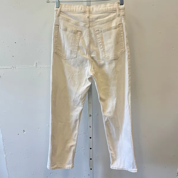 Abercrombie & Fitch Petite Ultra High Rise Ankle Straight Jeans Stretch Cream‎ - Image 3