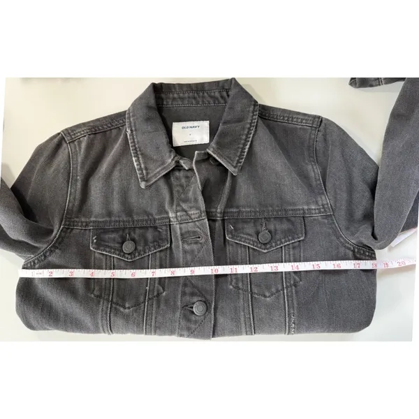 Old Navy Womens Small Washed Black Denim‎ Trucker Jacket Jean Jacket S - Image 5
