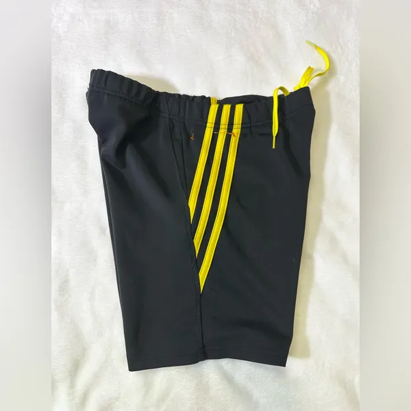 adidas Black Swim Jammers with Yellow Stripe Accents - Image 2