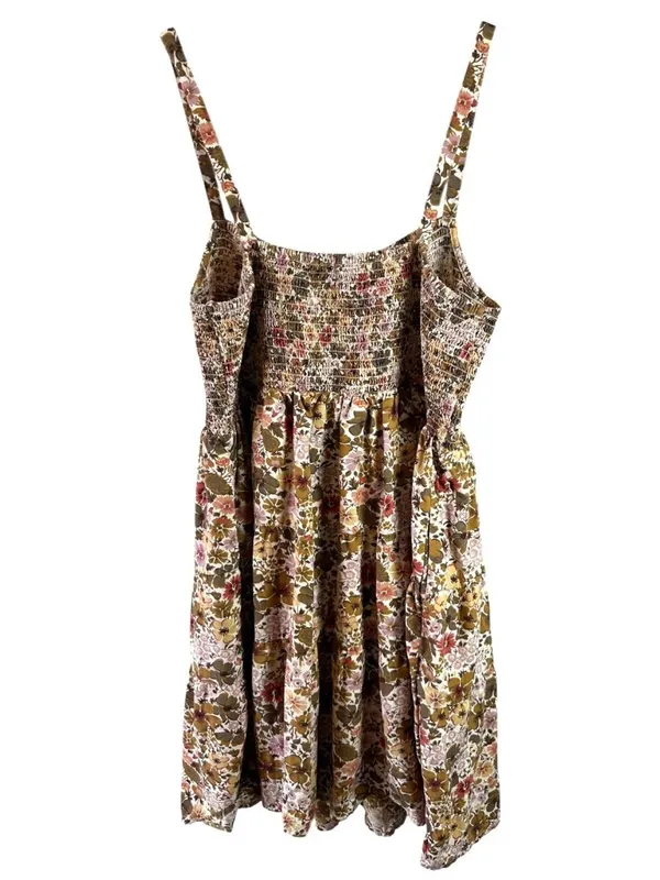 Madewell Lucie Floral Smocked Mini Dress Boho Cottagecore Earth Tone XL - Image 7
