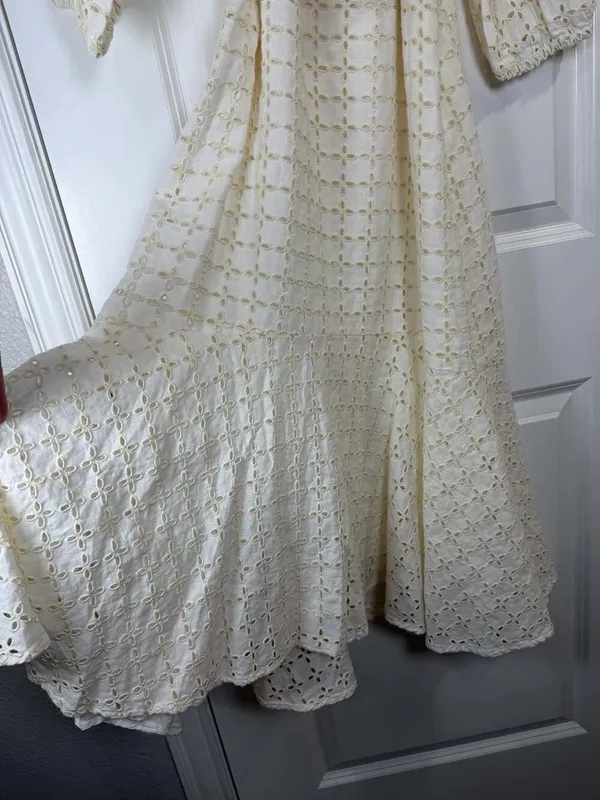 Maeve by Anthropologie White Eyelet Linen Belted Maxi Dress - Image 8