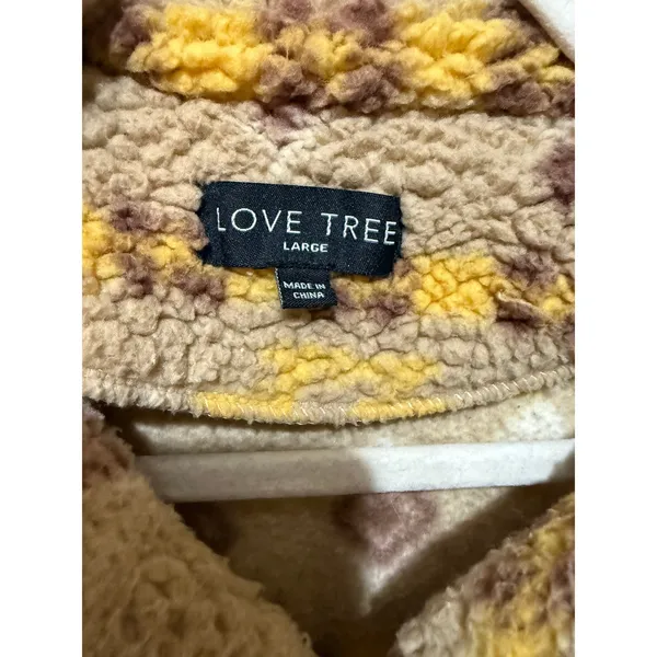 Love Tree Fleece Jacket Geometric Print Zipper Closure L‎ - Image 3