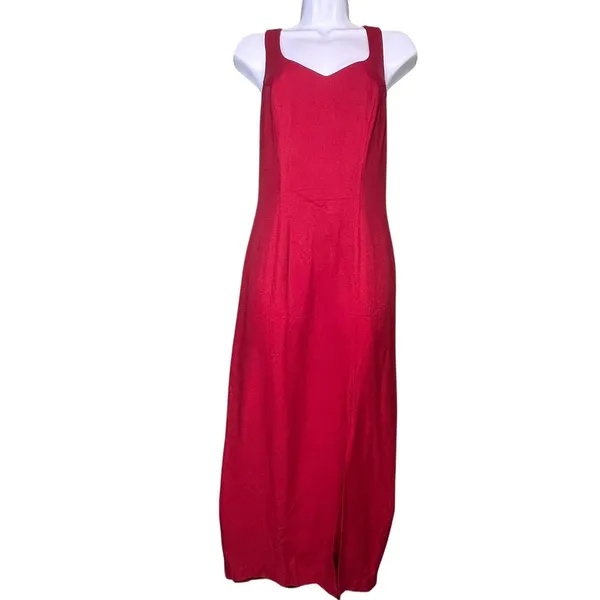 CDC Caren Desiree Vintage Dress Womens 8 Red Crisscross Back Cocktail Made USA - Image 9