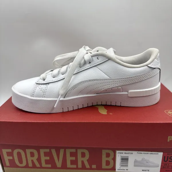 PUMA Court Sneaker, White, Women's Casual Low Top Leather Shoes Size 6.5 - Image 10