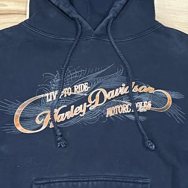 Harley Davidson Black Pullover Hoodie Women’s XS - Image 4