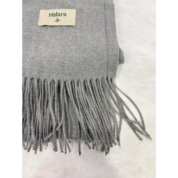 Halara Gray Oversized Fringed Scarf Soft Winter Shawl Wrap Heather Grey - Image 3