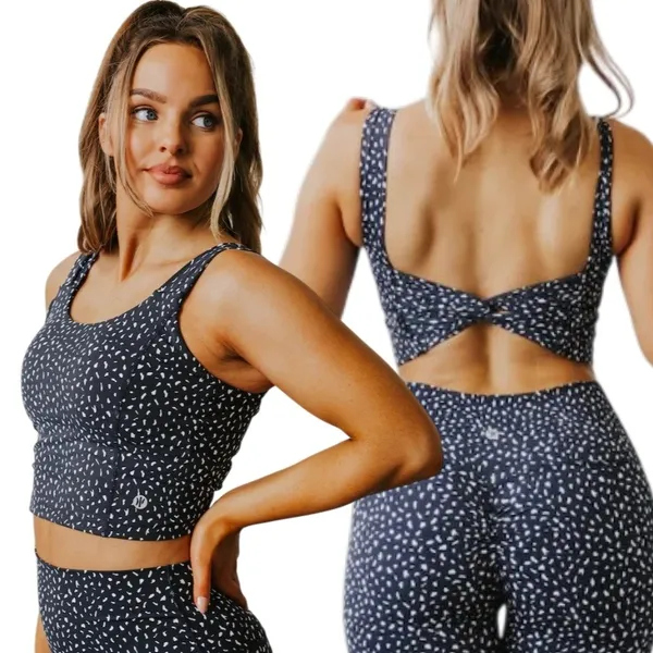 Astoria M Luxe Ignite Sport Bra Black Speckle Running Yoga Active Workout Summer - Image 2