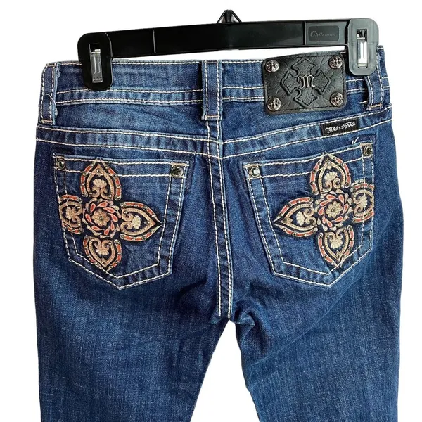 Miss Me Jeans Womens‎ Size 26 skinny cut Denim Embroidered Flower Pockets - Image 2