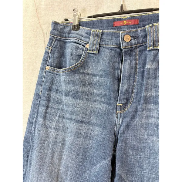 7 For All Mankind Cropped Wide Leg Jeans Women Blue Frayed Hem 28‎ - Image 8