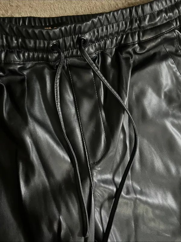 Dollhouse Black Faux Leather Skirt with Elastic Waistband - Image 3